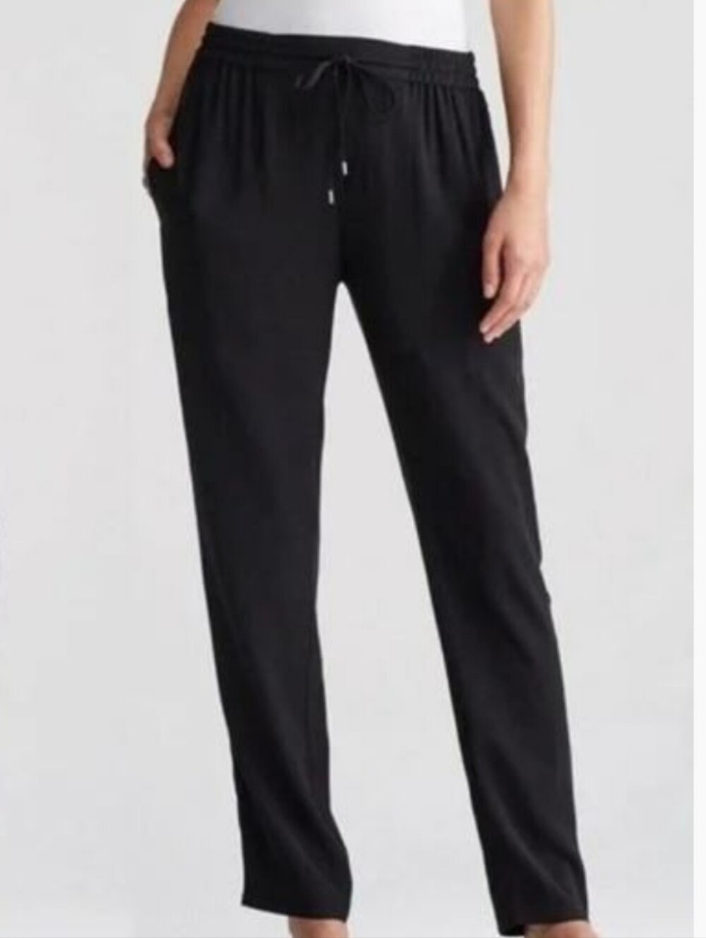 Eileen Fisher Silk Georgette Crepe Ankle Length Pants, Size XL